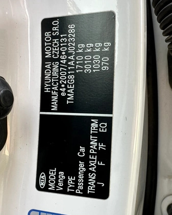 Kia Venga cena 26400 przebieg: 126000, rok produkcji 2010 z Pyskowice małe 596